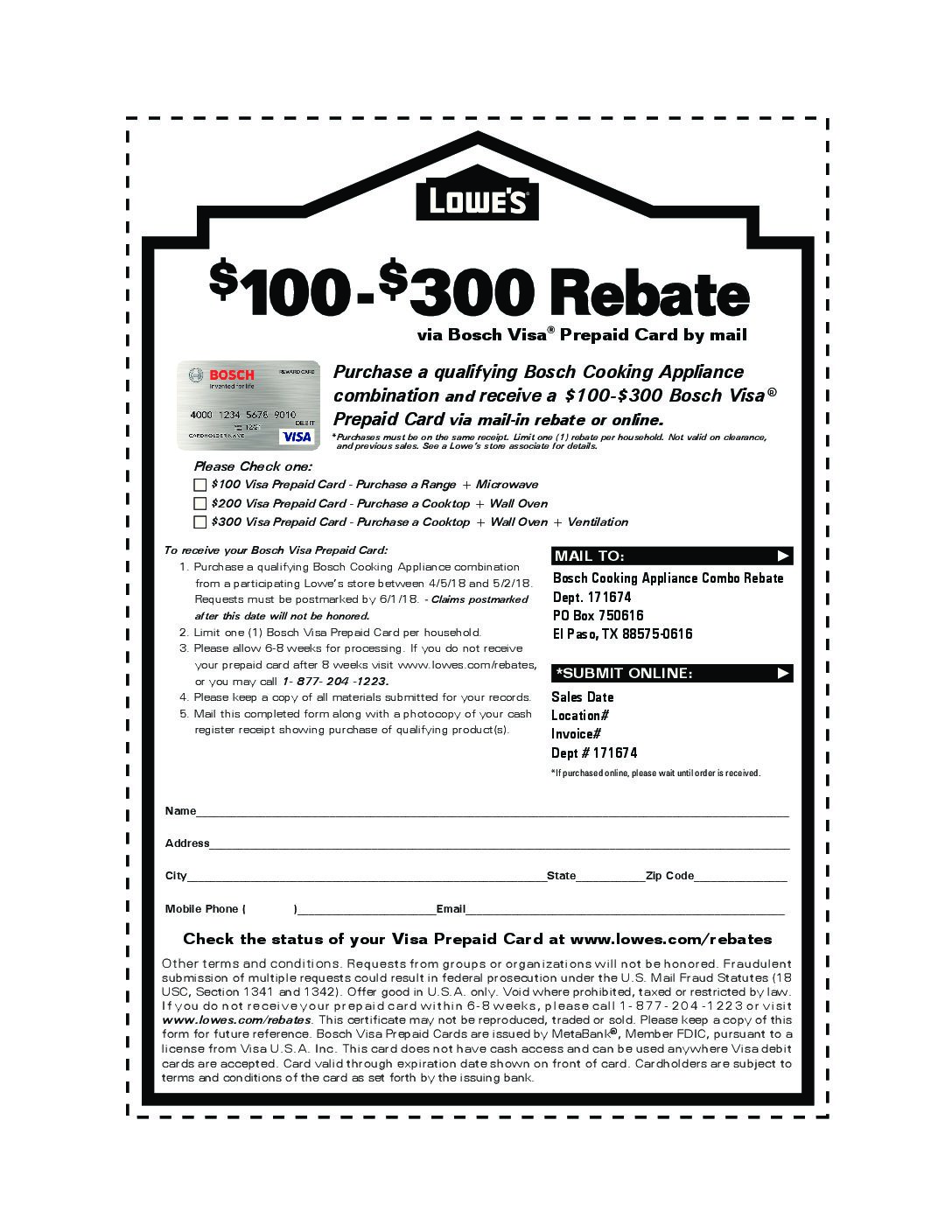 100 300 Rebate Form Ask Bosch Lowes